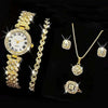 Fashionable Roman Pattern Diamondencrusted Women's Quartz Watches With Alloy Case And Strap Round Dial