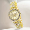 Fashionable Roman Pattern Diamondencrusted Women's Quartz Watches With Alloy Case And Strap Round Dial