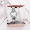 Fashionable Roman Pattern Diamondencrusted Women's Quartz Watches With Alloy Case And Strap Round Dial