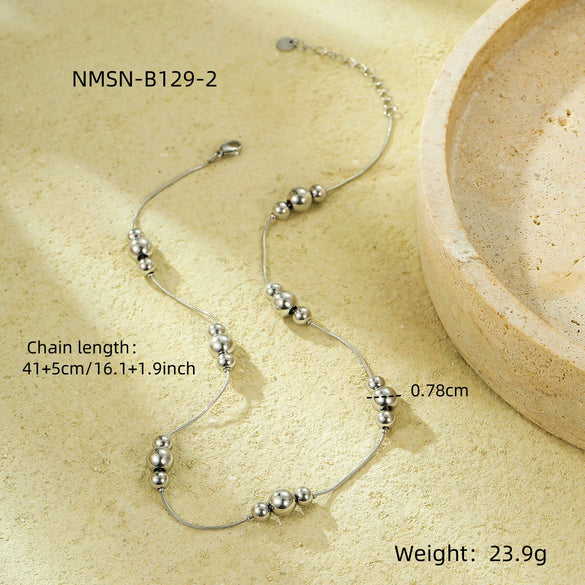 Fashionable Round Ball Stainless Steel 18K Electroplated Women's Jewelry Necklace