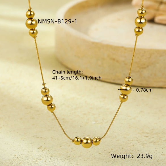 Fashionable Round Ball Stainless Steel 18K Electroplated Women's Jewelry Necklace