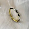 Fashionable Round Diamond Bracelet With Multicolor Drop Stone Setting And Plated Open Cuff Design For Everyday Wear