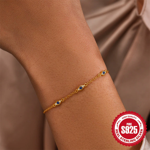 Fashionable S925 Sterling Silver Geometric Devil Eye Electroplated Unisex Bracelet