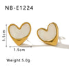 Fashionable Simple Love Titanium Steel Women's Earrings With Geometric Heart Pattern And 18K Vacuum Electroplating