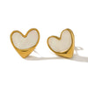 Fashionable Simple Love Titanium Steel Women's Earrings With Geometric Heart Pattern And 18K Vacuum Electroplating