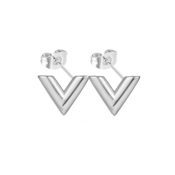 Fashionable Simple Luxury V Shaped Female Necklace Suit With Titanium Steel Pendant In Letters Numbers Text Shape And Electroplating Design