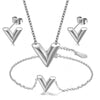 Fashionable Simple Luxury V Shaped Female Necklace Suit With Titanium Steel Pendant In Letters Numbers Text Shape And Electroplating Design