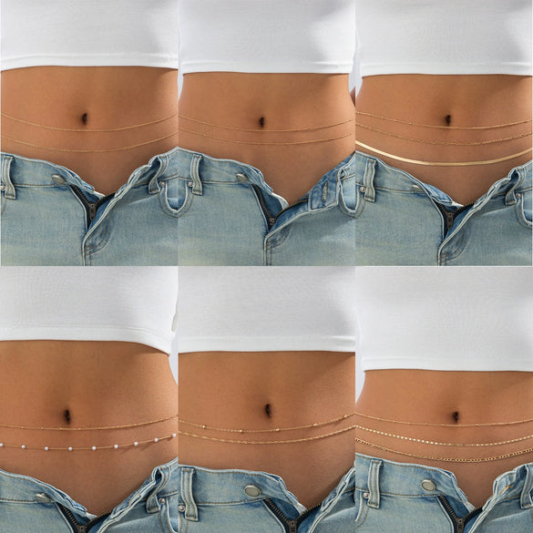 Fashionable Simple Metal Thin Chain Waist Chain Body Chain Double Circle Lobster Clasp