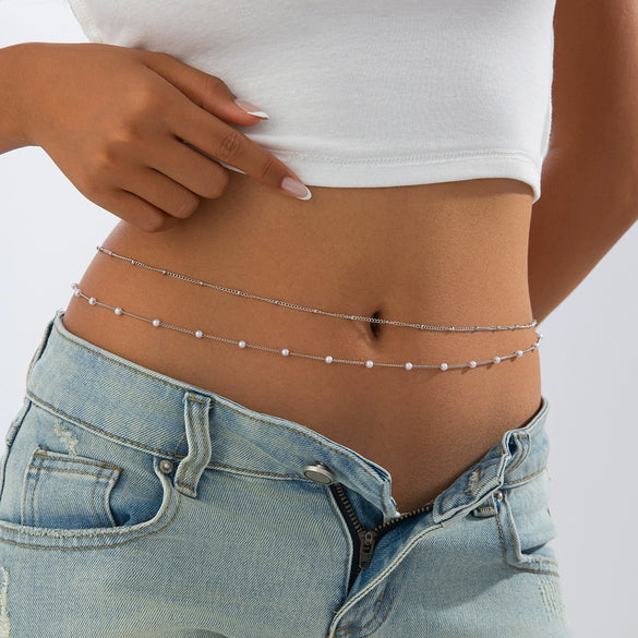 Fashionable Simple Metal Thin Chain Waist Chain Body Chain Double Circle Lobster Clasp