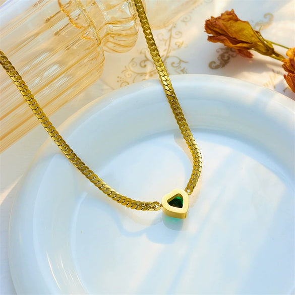 Fashionable Simple Niche Love Pendant Necklace With Titanium Steel Twist Chain And Geometric Pattern Electroplated Stainless Steel