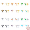 Fashionable Simple S925 Silver Geometric Horse Eye Diamond Embedded Electroplated Women's Mini Ear Studs Earrings