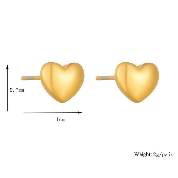 Fashionable Simple Versatile Stainless Steel Titanium Steel Heart Shape Electroplating Earrings Accessories For Women