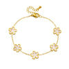 Fashionable Simple Women's Shellfish Fiveleaf Petal Bracelet Necklace Earrings Set In Stainless Steel With Flower Pattern And Electroplating