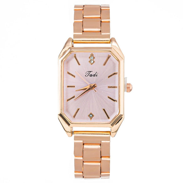 Fashionable Square Alloy Strap Diamondencrusted Women's Quartz Watch