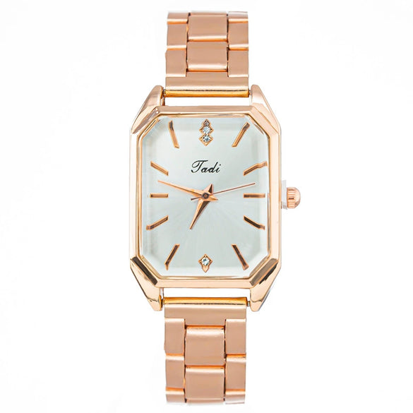 Fashionable Square Alloy Strap Diamondencrusted Women's Quartz Watch