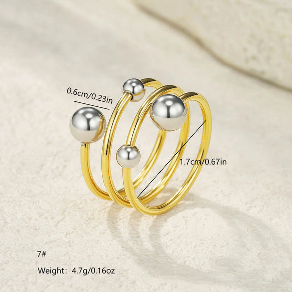 Fashionable Stackable Women's Stainless Steel Ring With Geometric Design And Diamonds Electroplated