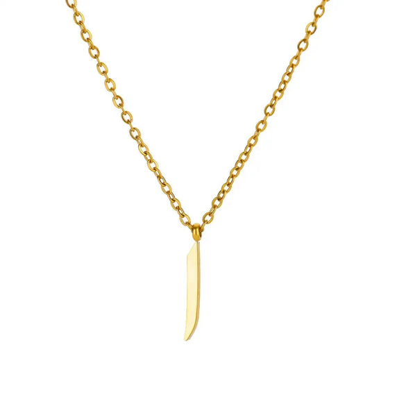 Fashionable Stainless Steel Gold Plated Arabic Letter Geometric Minimalist Pendant Clavicle Chain Necklace
