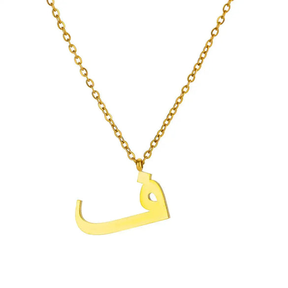 Fashionable Stainless Steel Gold Plated Arabic Letter Geometric Minimalist Pendant Clavicle Chain Necklace
