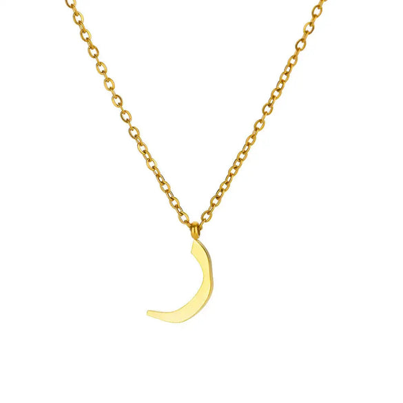 Fashionable Stainless Steel Gold Plated Arabic Letter Geometric Minimalist Pendant Clavicle Chain Necklace