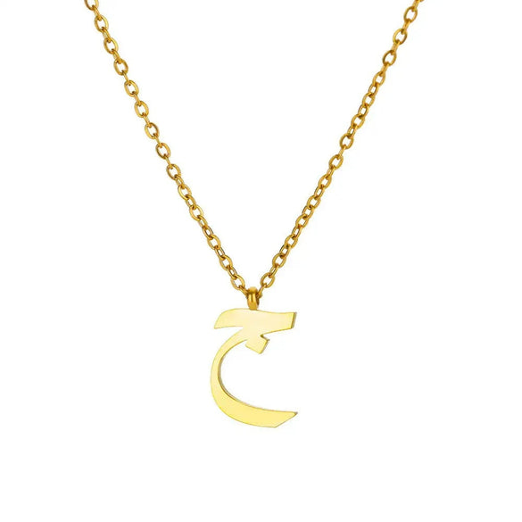 Fashionable Stainless Steel Gold Plated Arabic Letter Geometric Minimalist Pendant Clavicle Chain Necklace