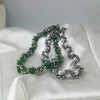 Fashionable Stainless Steel Imitation Pearl Agate Beaded Cuban Chain Necklace Unisex Polish Style