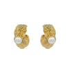 Fashionable Stainless Steel Pleated Cshaped Asymmetrical Earrings Inlaid With Imitation Pearls Electroplated For Women