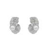 Fashionable Stainless Steel Pleated Cshaped Asymmetrical Earrings Inlaid With Imitation Pearls Electroplated For Women