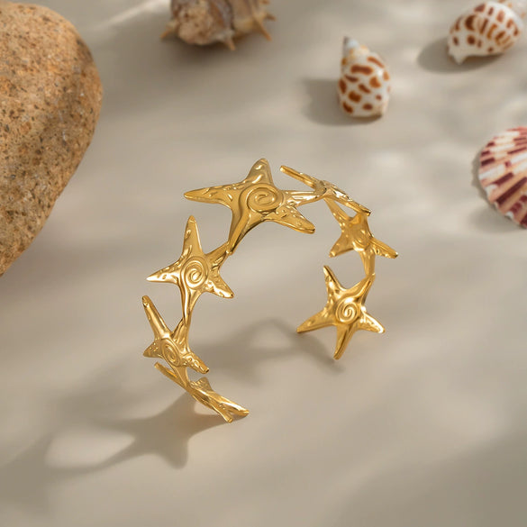 Fashionable Stylish Fivepointed Star Titanium Steel Bracelet For Girls With Electroplating Jewelry Wholesale