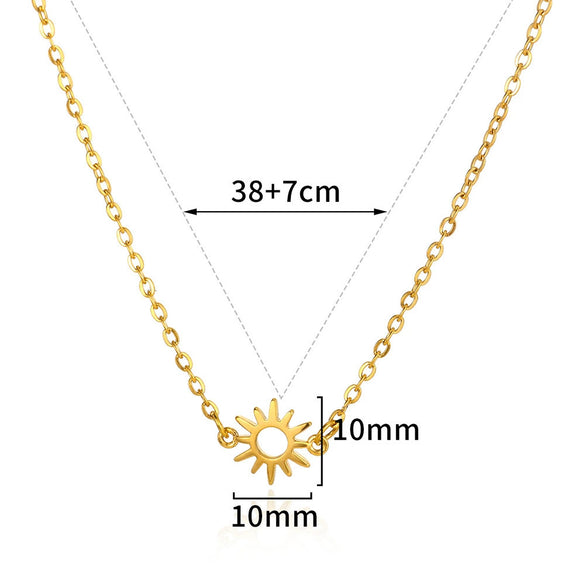 Fashionable Sun Hollow Jewelry Accessories Stainless Steel Gold Platinum O Shaped Chain With Stars Sun And Moon Clouds Cosmic Pattern Electroplated