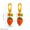 Fashionable Sweet Fresh Oil Dripping Simulated Threedimensional Fruit Strawberry Stainless Steel Goldplated Round Hanging Earrings For Women