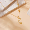 Fashionable Tassel Chain Heart Stainless Steel Goldplated Jewelry Set Necklace Bracelet