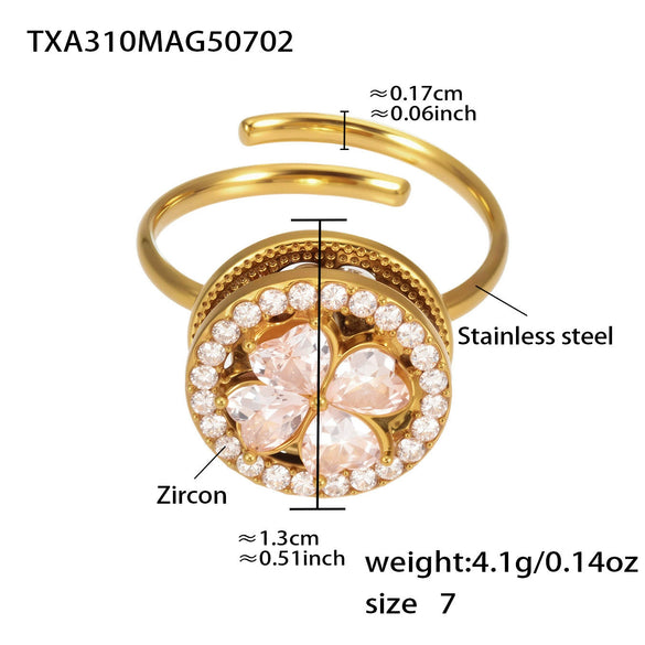 Fashionable 316L Stainless Steel And 316L Stainless Steel Jewelry Set With Zircon Flower And Chain Pattern Electroplated For Women
