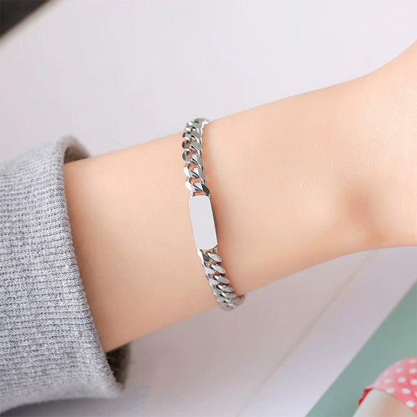 Fashionable Titanium Steel Bracelet With Geometric Pattern For Unisex Polished Simple And Personalized