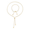 Fashionable 316L Stainless Steel Electroplated Round Bead Tassel Jewelry Set Necklace And Bracelet For Unisex