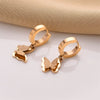 Fashionable Titanium Steel 18K Rose Gold Butterfly Ear Buckle Women's Earrings With Frosted Finish And Geometric Design Electroplated