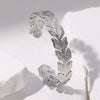Fashionable Titanium Steel Open Adjustable Fresh Leaf Bracelet With Electroplating Treatment