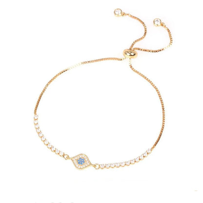 Fashionable Turkish Blue Eye Bracelet With Diamonds And Color Zirconia Adjustable Bracelet