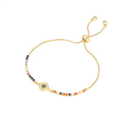 Fashionable Turkish Blue Eye Bracelet With Diamonds And Color Zirconia Adjustable Bracelet