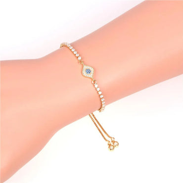 Fashionable Turkish Blue Eye Bracelet With Diamonds And Color Zirconia Adjustable Bracelet