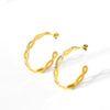 Fashionable Twist C Type Geometric Stainless Steel Earrings With 18K Vacuum Plating In Furnace For Women