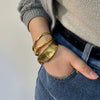Fashionable Unique Open Geometric Texture Twisted Wave Zircon Stainless Steel 18K Vacuum Plated In Furnace Glossy Oversized Bracelet