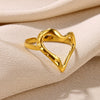Fashionable Unisex Open Stainless Steel Oil Pressure Ring With Heart Shaped And Snake Shaped Design Electroplated With Letters Numbers And Text Pattern