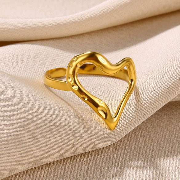 Fashionable Unisex Open Stainless Steel Oil Pressure Ring With Heart Shaped And Snake Shaped Design Electroplated With Letters Numbers And Text Pattern