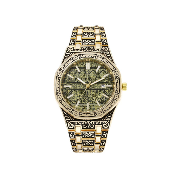 Fashionable Universal Quartz Watch Alloy Case Steel Band Octagonal Dial