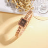 Fashionable Versatile Alloy Strap Round Dial Diamondencrusted Women's Watch And Flower Bracelet Set