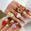 Fashionable Versatile Colorful Oil Drip Stainless Steel Gold Plated Adjustable Open Geometric Ring For Women