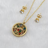 Fashionable Versatile Necklace Set 316L Stainless Steel Organic Glass Letter Pattern Electroplated Cross Chain