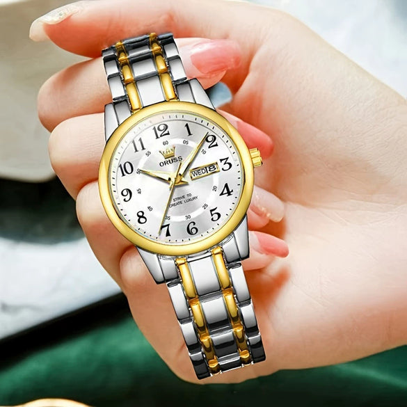 Fashionable Waterproof Alloy Women's Fullautomatic Electronic Round Dial Watches