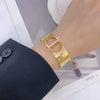 Fashionable Wide Titanium Steel C Shaped Opening Bracelet With Cd Letter Design 18K Gold Plated Polished Vacuum Furnace Electroplated Anti Allergic And Color Preserving