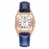 Fashionable Women's Alloy And Pu Square Dial Quartz Watch With Spiral Crown And Stainless Steel Pin Buckle